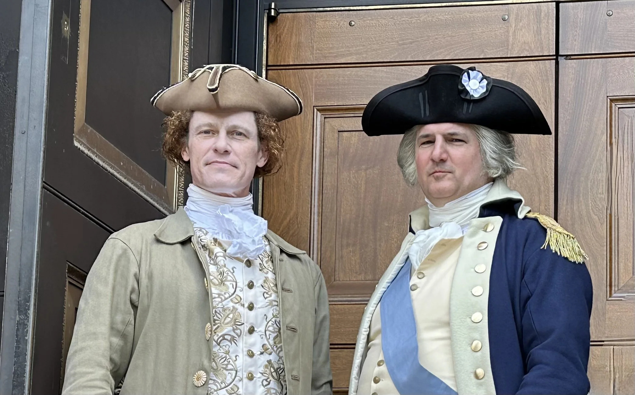 Thomas Jefferson actor Steve Edenbo and George Washington actor Doug Thomas