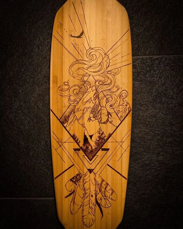 As the world begins to open up, I&rsquo;m starting to dream about going home to see family and visit an old friend.
Who&rsquo;s planning on traveling this year?
⠀⠀
#grandteton #grandtetonnationalpark #longboard #pyrography #dauntlessleather