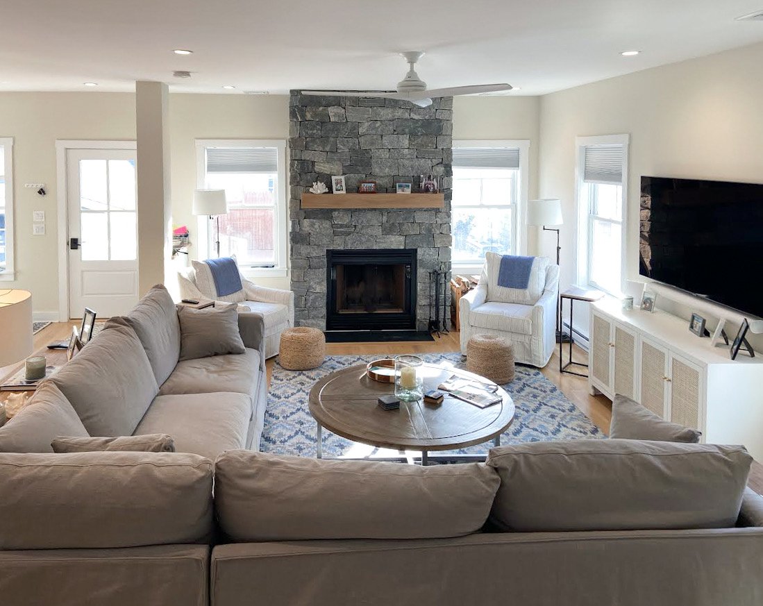 New Jersey Shore Modular Home Beachhouse Living Room Fireplace.JPEG