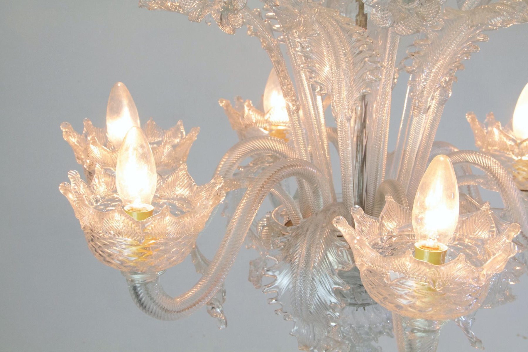 VENETIAN MURANO CHANDELIER IN CLEAR GLASS, 1950s