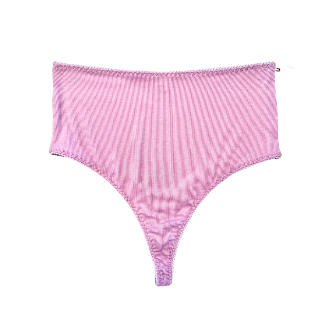 Hi Waisted Thong - Lilac Ribbed Tencel
