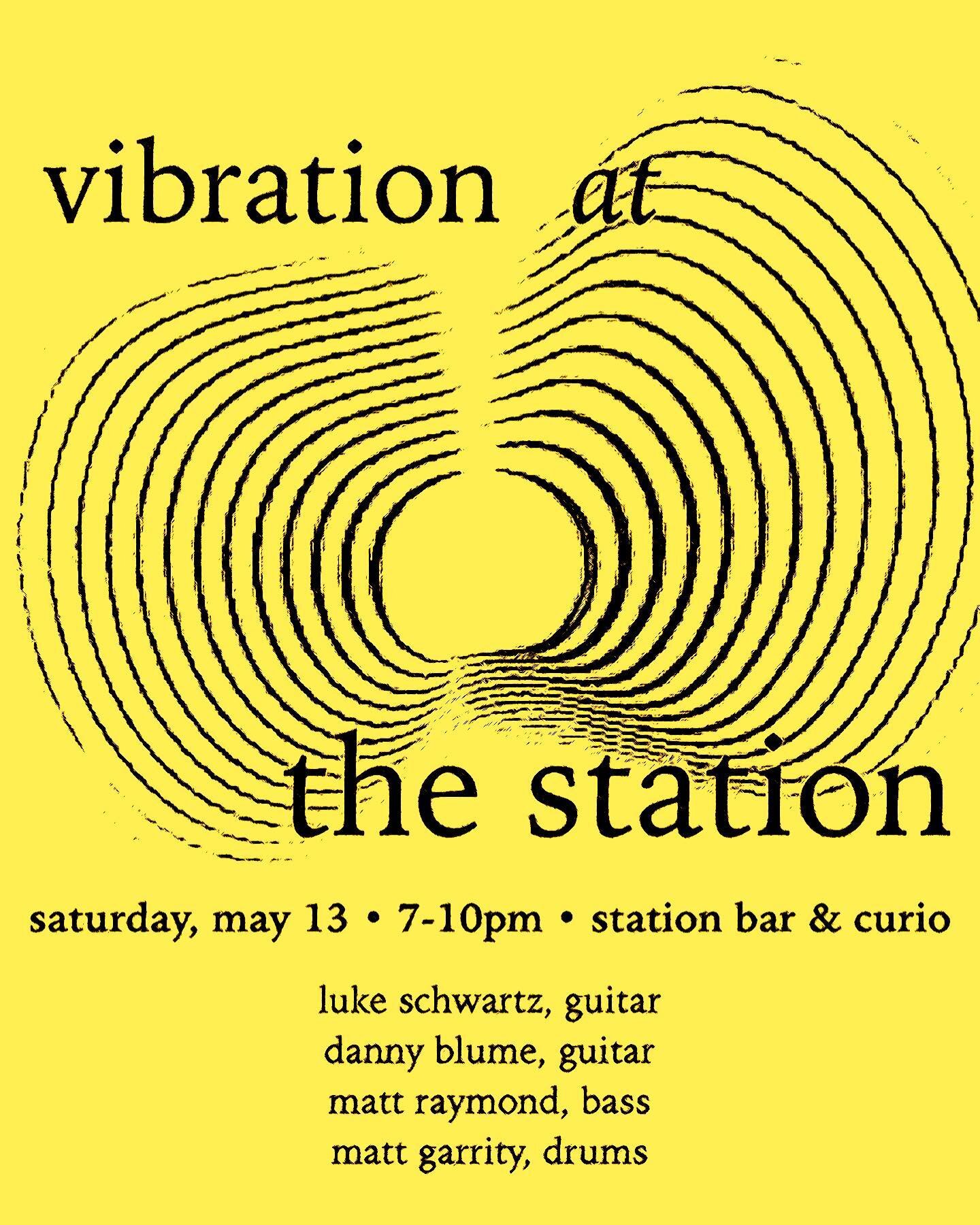 Coming right up around the bend, VIBRATION AT THE STATION @stationbarandcurio May 13th. Join us for a celebration of not one, but TWO guitars, as Danny Blume, Matt Raymond, Matt Garrity, and myself set out in search of new land by way of groove and t