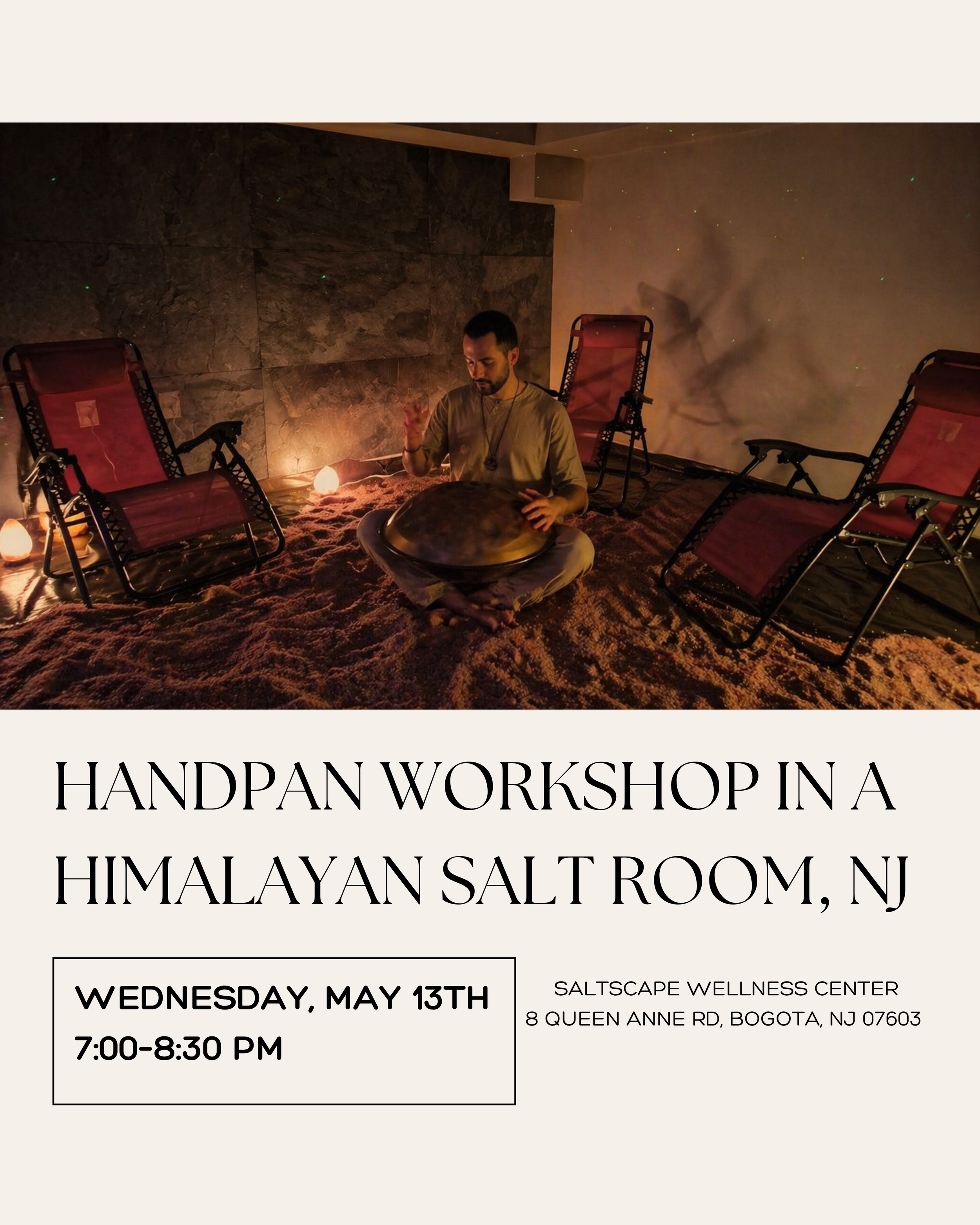 Handpan Workshop for beginners in a Himalayan Salt Room Experience, NJ