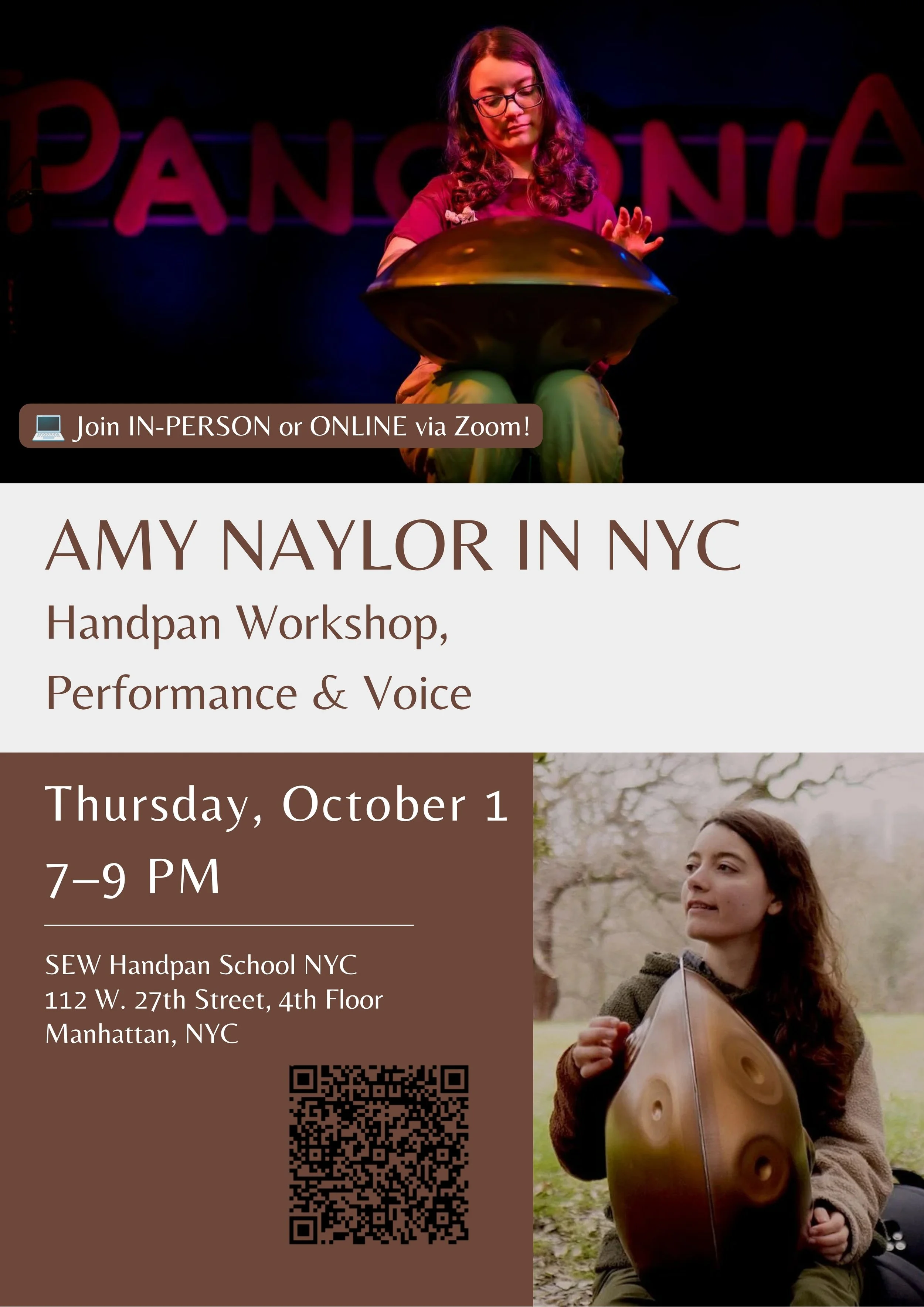 ✨ AMY NAYLOR IN NYC ✨  Handpan Workshop, Performance &amp; Voice