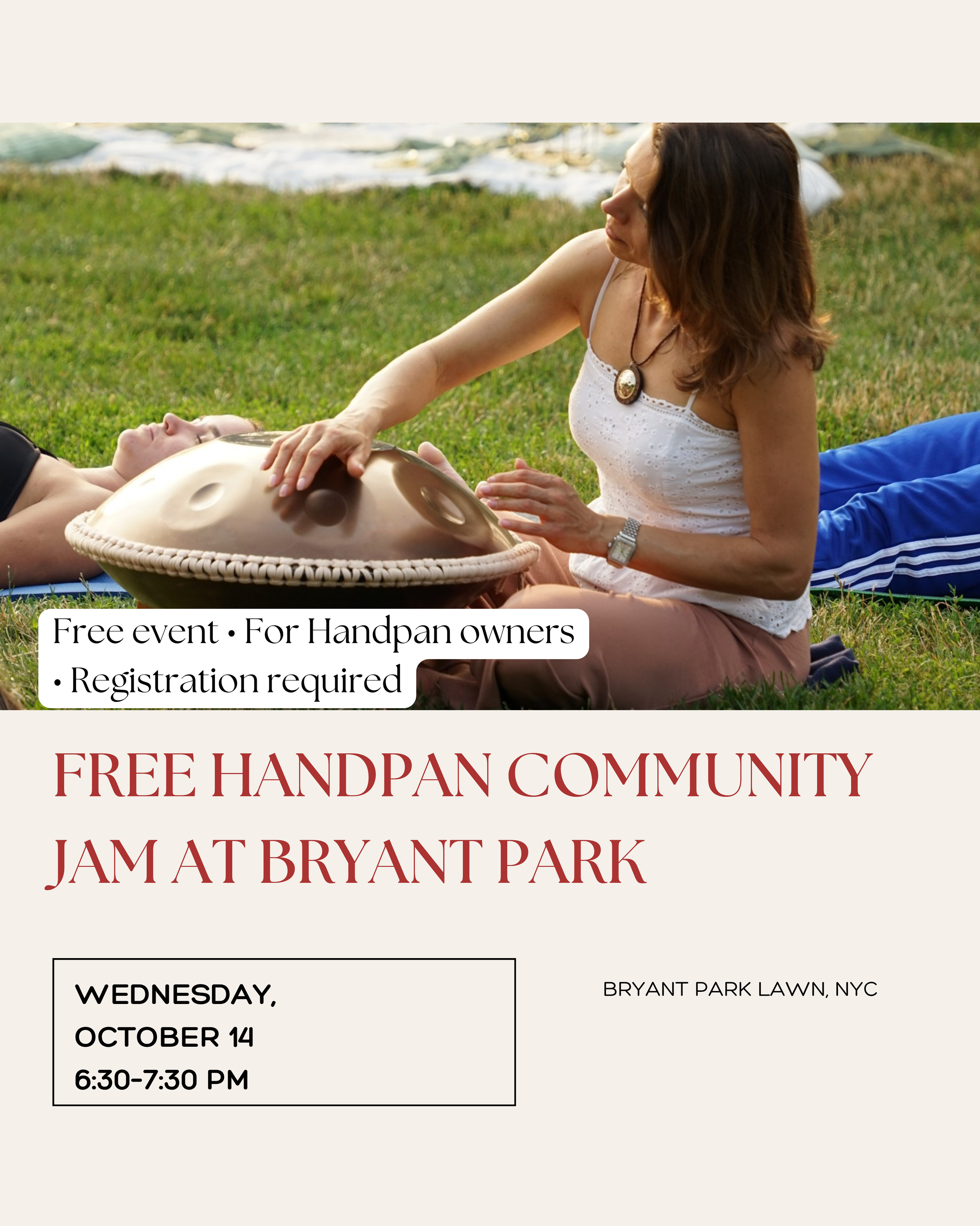 FREE Handpan Community Jam at Bryant Park! ✨🌳