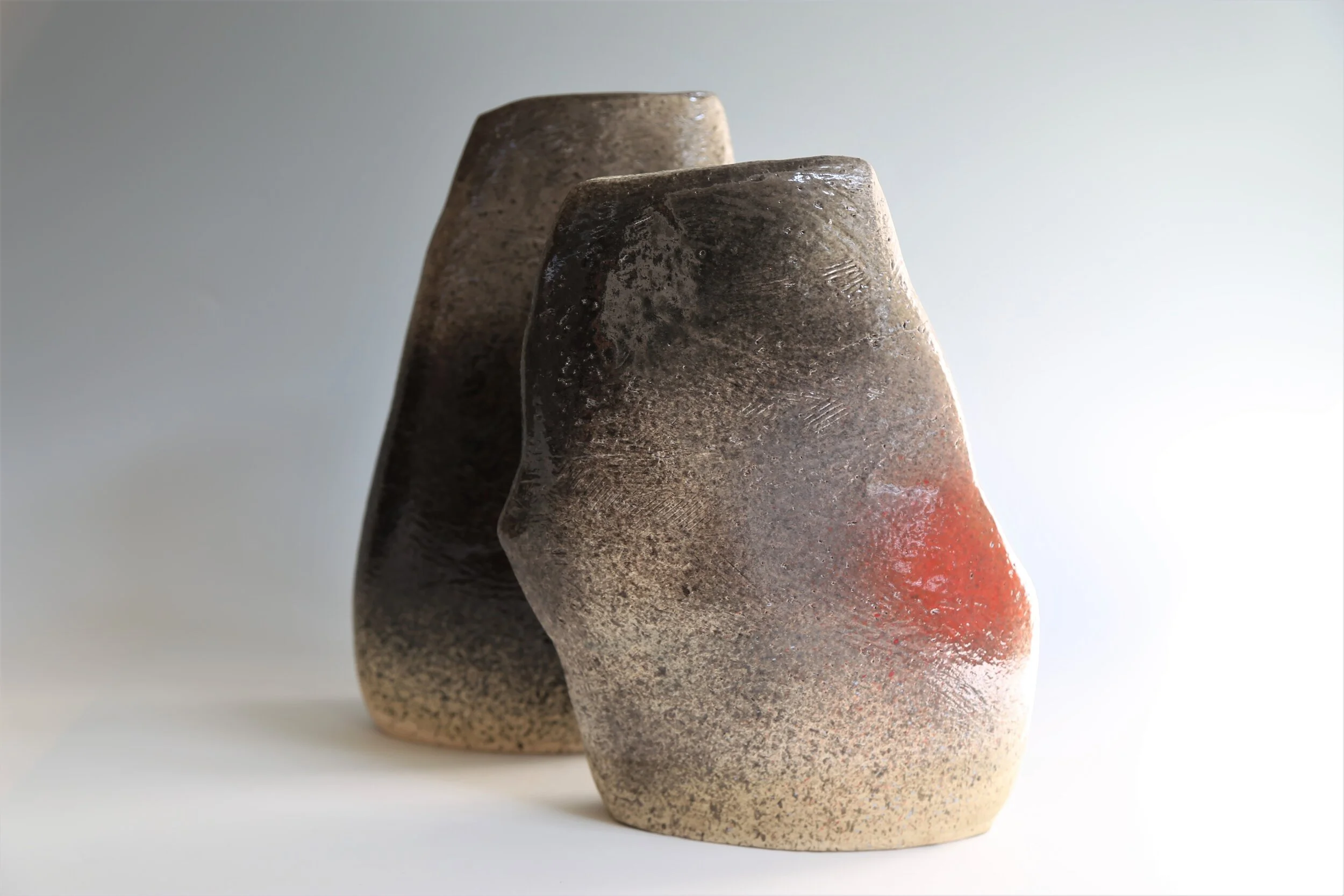 Juxtaposed I 2021 I Stoneware vessel forms duo- 23cmsH x 13cmsW