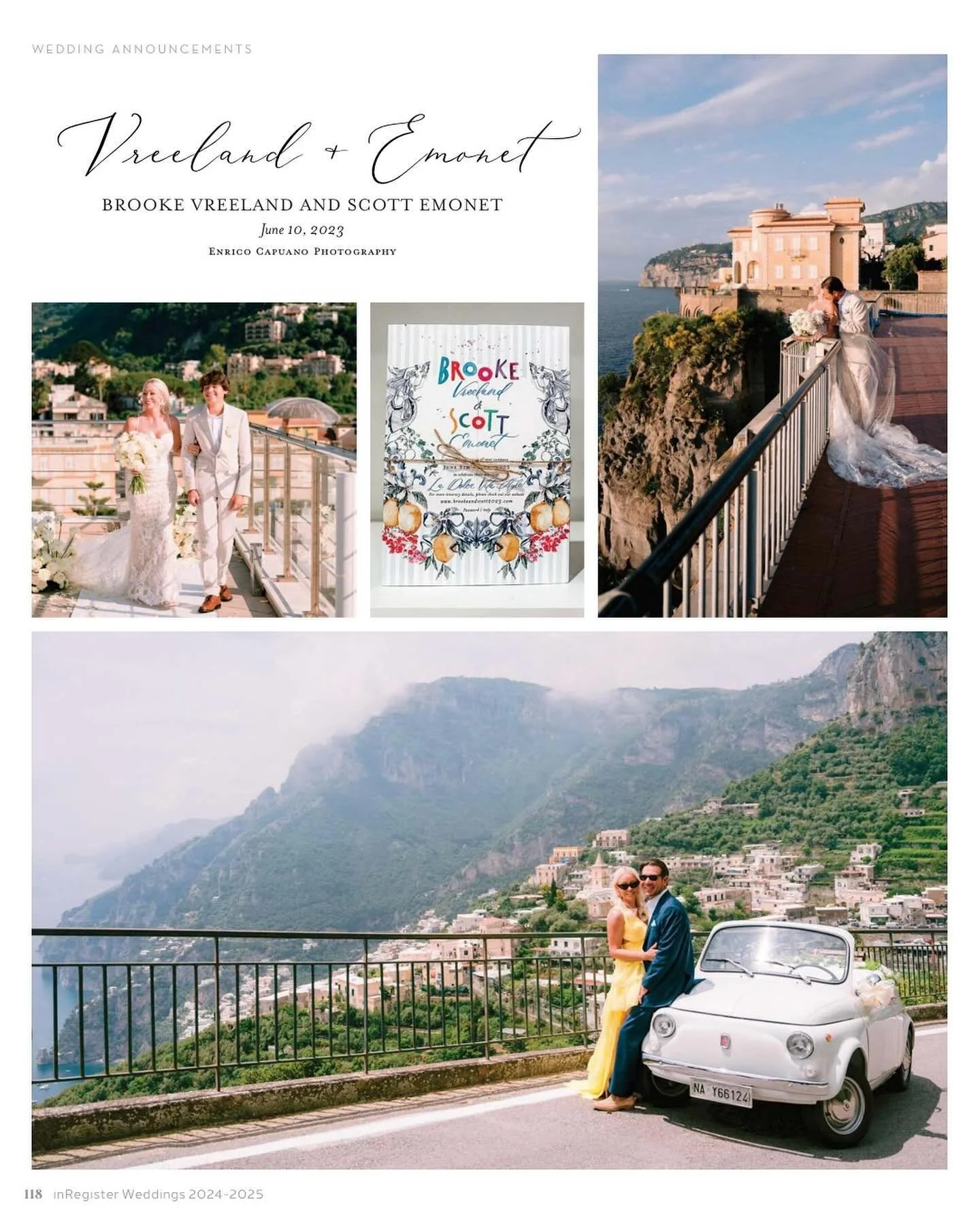 Love to see all of the beautiful weddings featured in the @inregister wedding issue - and this one especially! Cheers to The Emonets and la dolce vita! ✨🍋✨