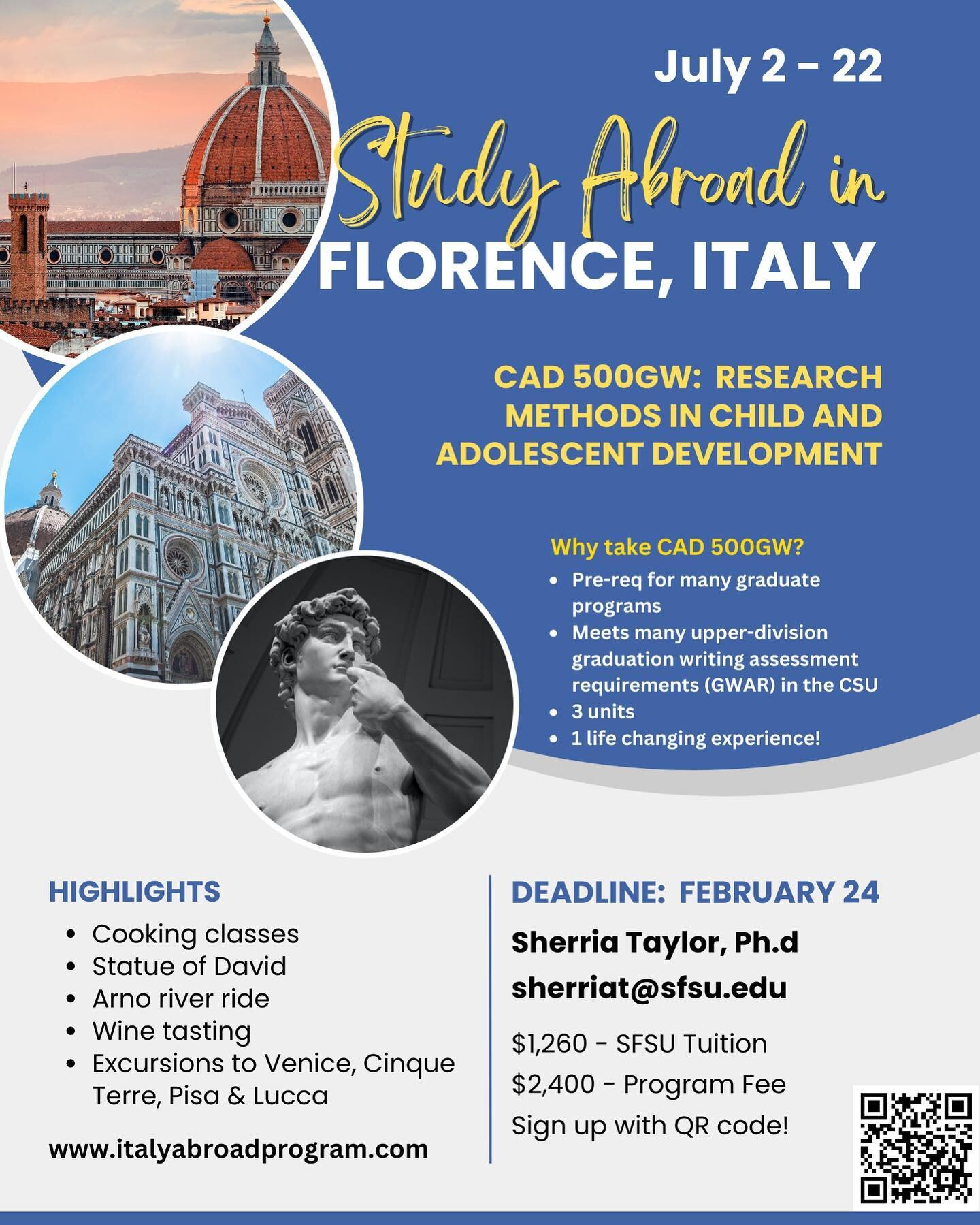 Child Development course in Florence, Italy!🇮🇹🇮🇹

Deadline: February 24