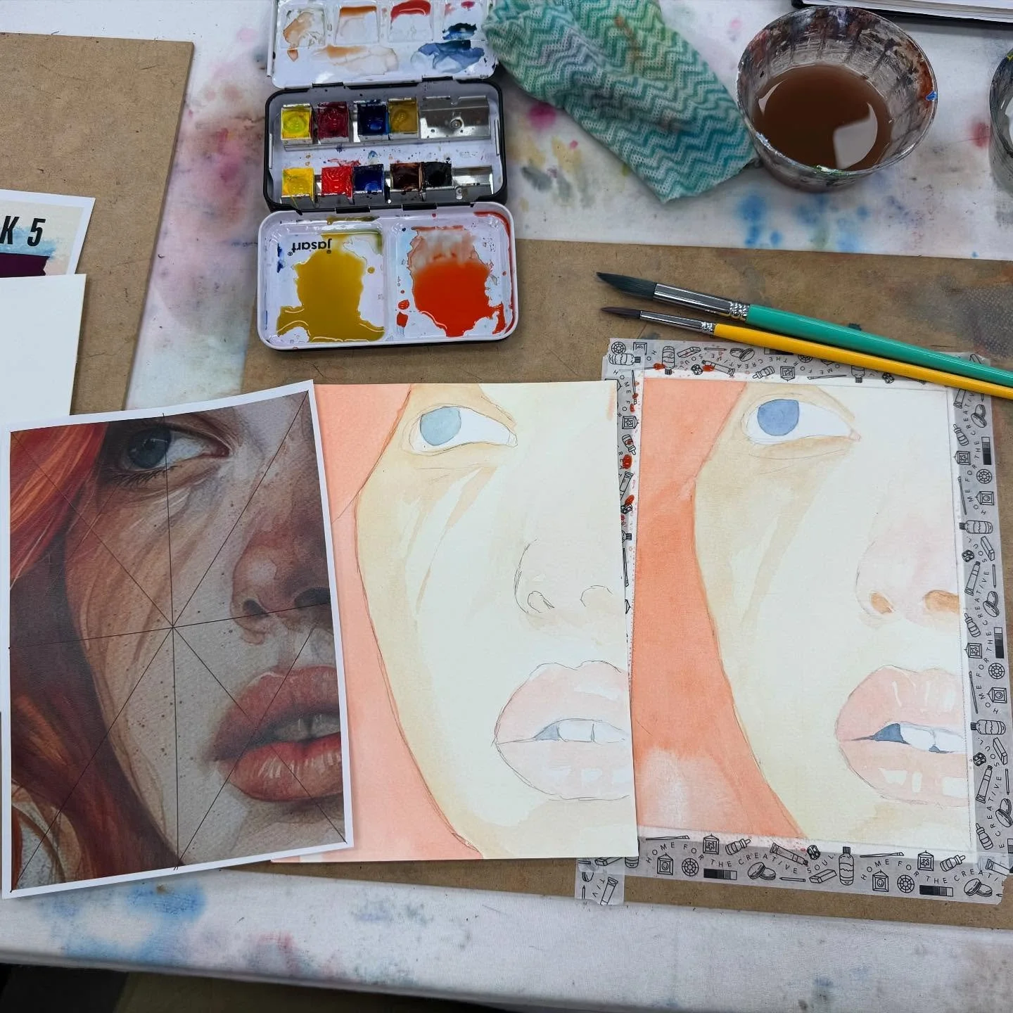 Practicing portraits with watercolour. As you know I&rsquo;m a huge fan of watercolour but am way out of my comfort zone doing a portrait. I&rsquo;m copying a master copy of someone else&rsquo;s beautiful work for practice purposes only. So far so go