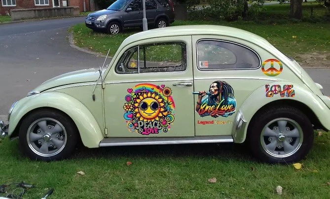 It makes me so happy to see a rockin&rsquo; car with my artwork on it ❤️ #art #artwork #artist #artistsofinstagram #artistsoninstagram #artoftheday #artists #psychedelic #psychedelicart #psychedelicartist #psychedelicartwork #peace #love #hippy #hipp
