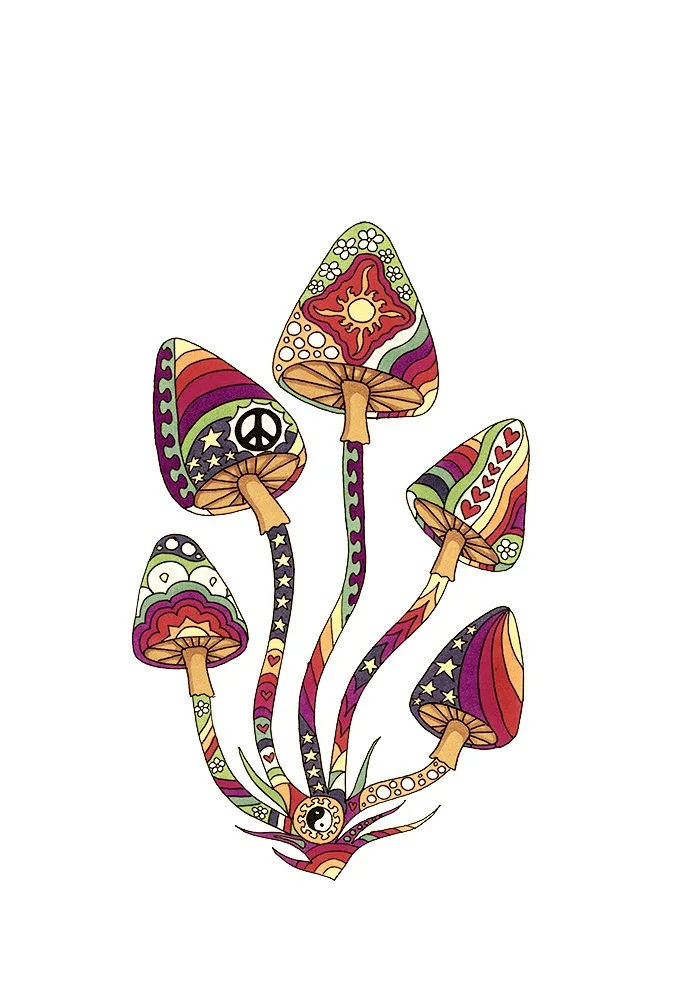 Vintage Psychedelic 5Mushrooms