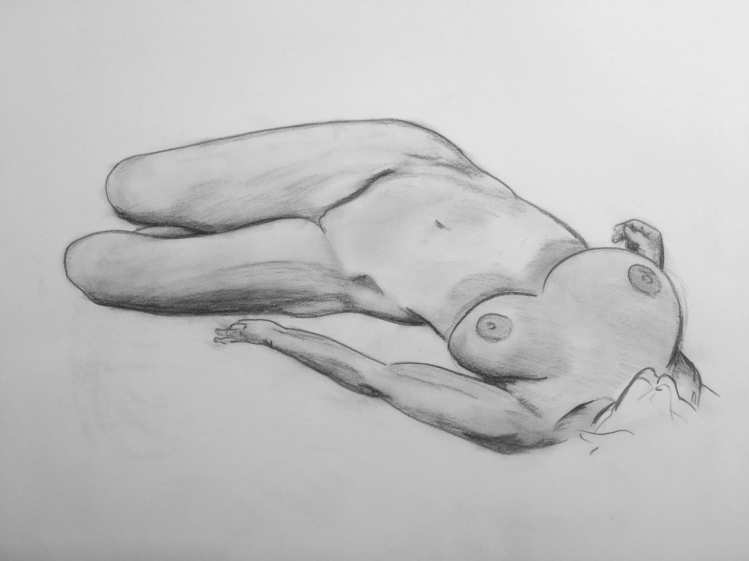 Graphite and Charcoal Nude