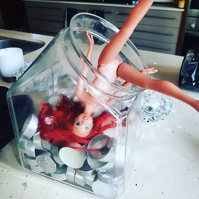 I turn my head for a moment and "Oh the Clown's" pride and joy has gone head first into future fire. 
#ariesodyssey #keepitweird #ohtheclown #minime