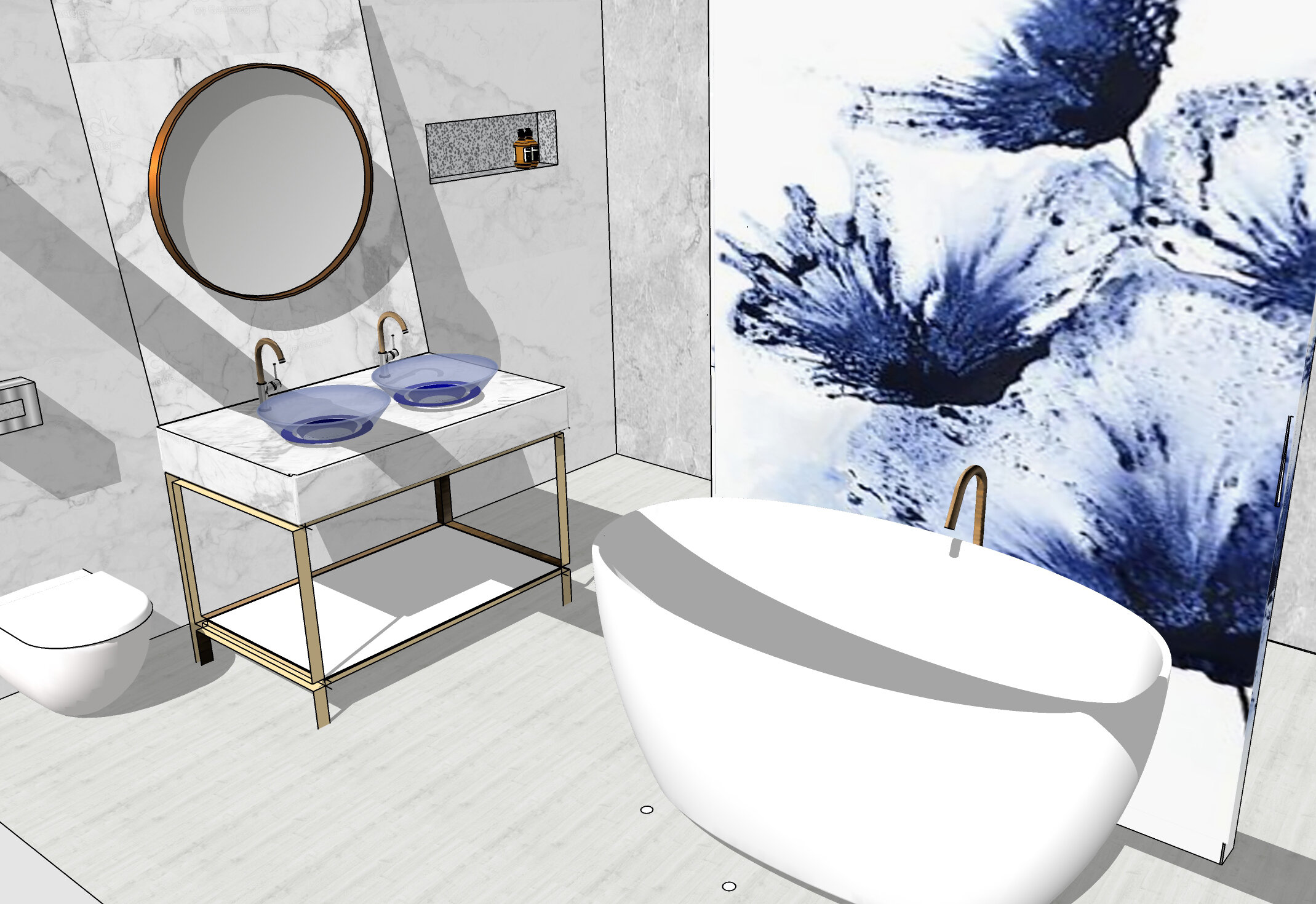 Sketch up visual of Bathroom - Barnes Project