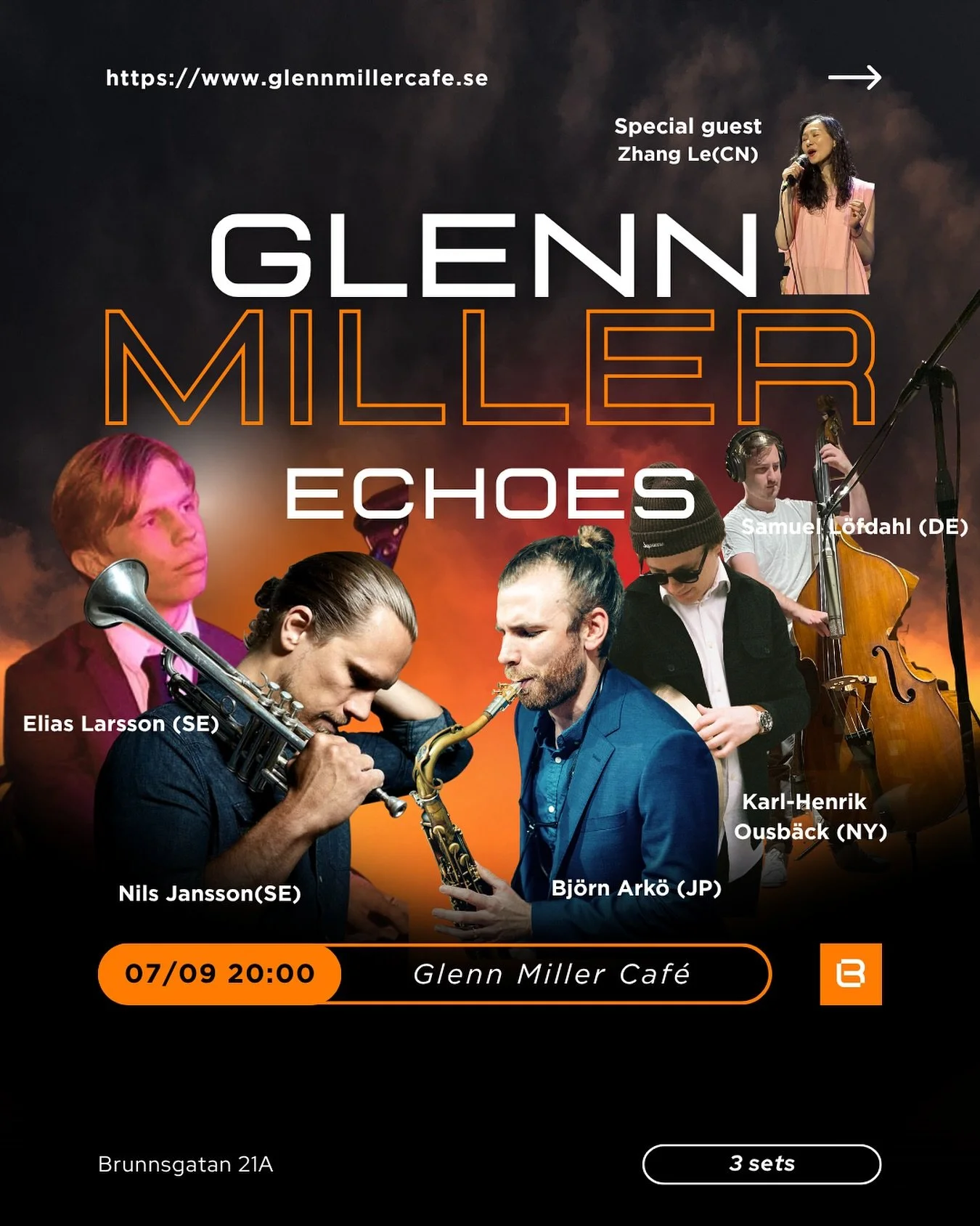 日本語は&darr;

Playing at Glenn Miller Caf&eacute; with these great cats next week! People in Stockholm come and hang! 

いよいよ来週（7月9日・水）！
国際的なメンバーと共に、ストックホルムの Glenn Miller Caf&eacute; にてライブを行います。

20時スタートで、3ステージたっぷり演奏します。
ぜひお越しください！