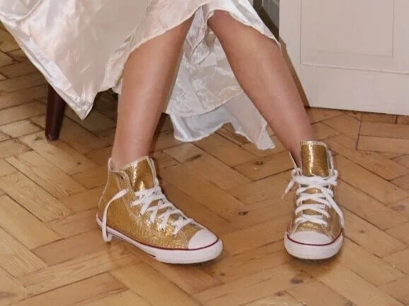 orange sparkly converse