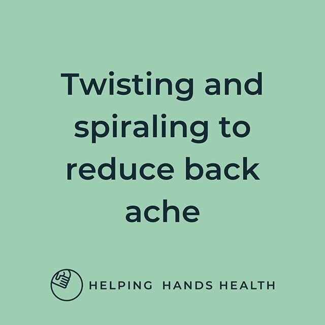 TWISTING AND SPIRALLING OR ROTATION LEFT AND RIGHT

Is a great way to reduce back stiffness and back ache.

Do some form of twist every day to help keep you back mobile and comfortable.

Combine a twist with forwards and backwards bending as well as 