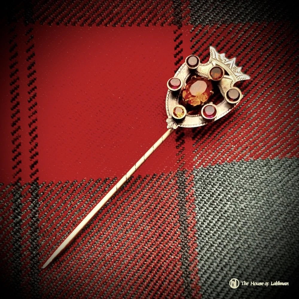 tartan Antique Scottish Stone Set Luckenbooth Tie Stick Pin.jpeg