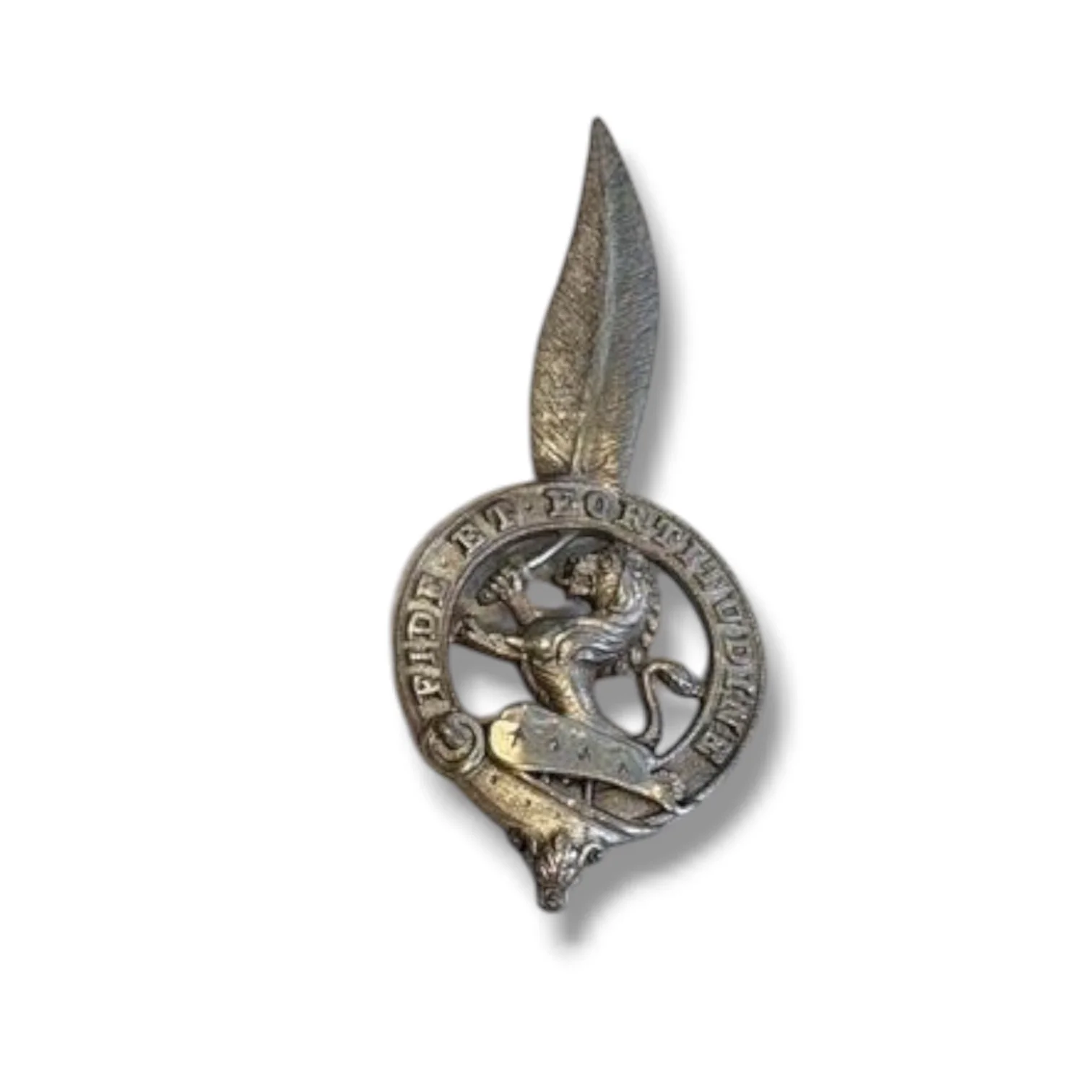 Farquharson Clan - Single Feather Armiger Silver Plated Bonnet Badge.jpg (Copy)