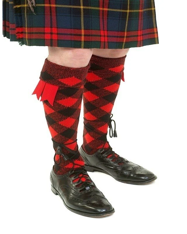 Scottish Officers red and black diced kilt hose