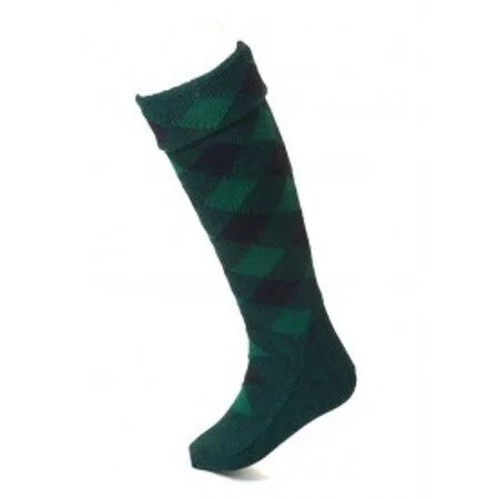 Scottish Black Watch tartan green diced Scottish kilt hose