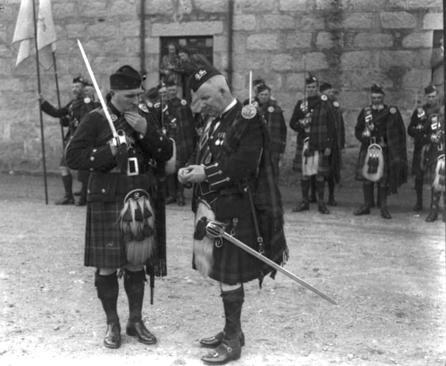 Invercauld Highlander &amp; Duff Highlanders officer part of the Honour Guard 1937