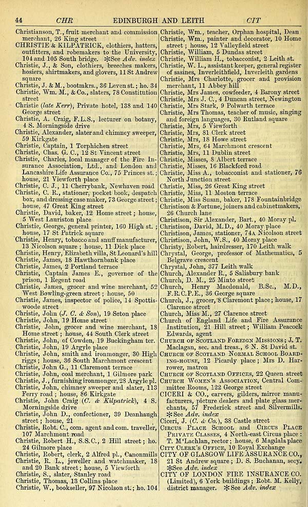 J Christie &amp; Sons Ltd Edinburgh Directory 1884