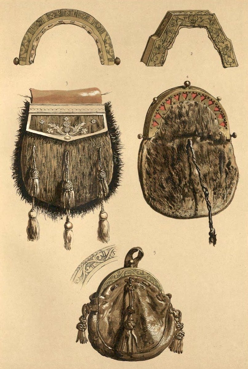 Sporran illustrations from Ancient Scottish weapons by James Drummond 1881