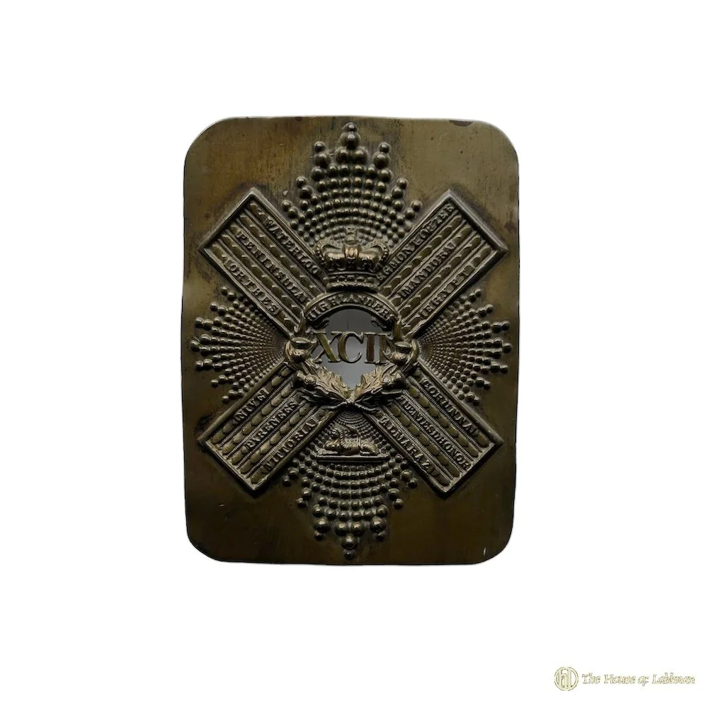 Antique Pre 1881 92nd ( Gordon) Highlanders ) Pipers Baldric Plate