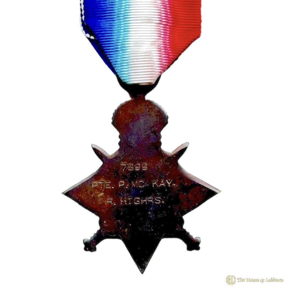 1914-15 star WW1 Black Watch ( Royal Highlanders ) OR's Medal Group -  Issued to Private Percy McKay.jpg