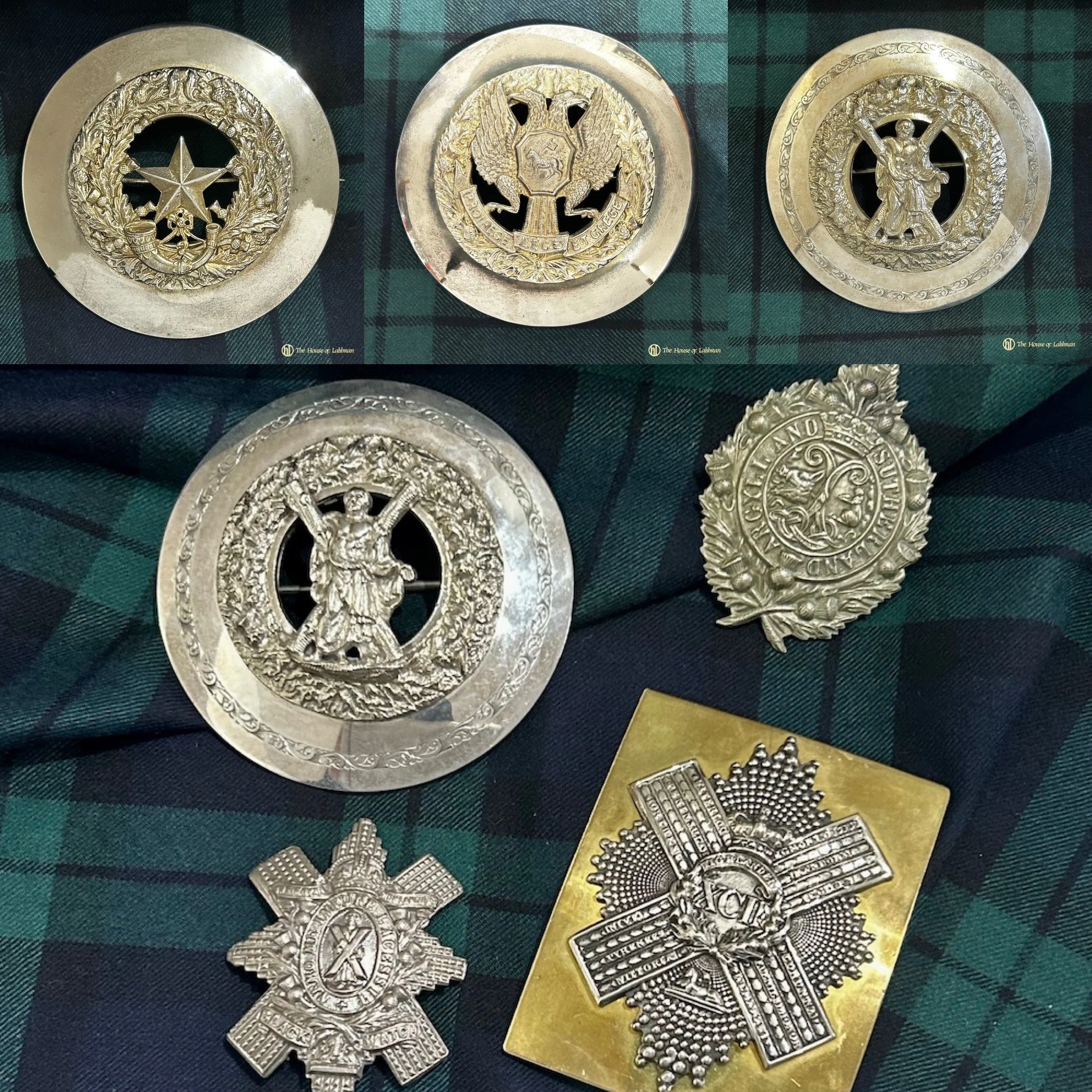 Vintage Scottish Regimental Plaid Brooches