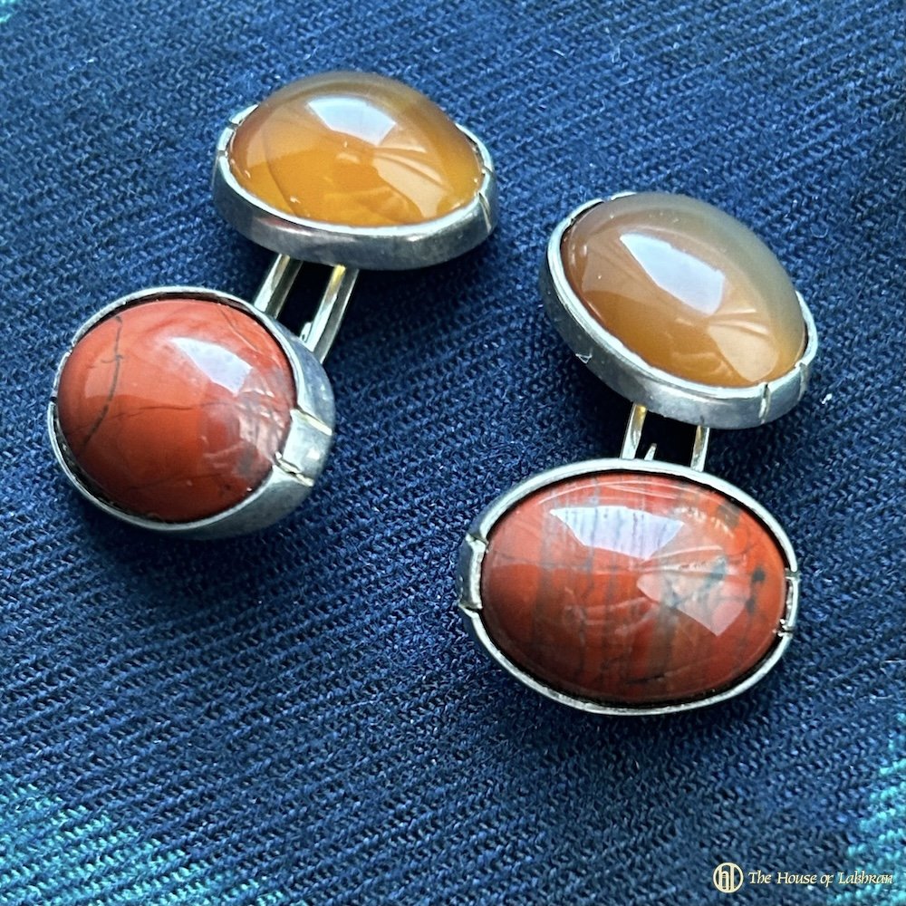 Antique Victorian Scottish Carnelian Agate Cufflinks. .jpeg