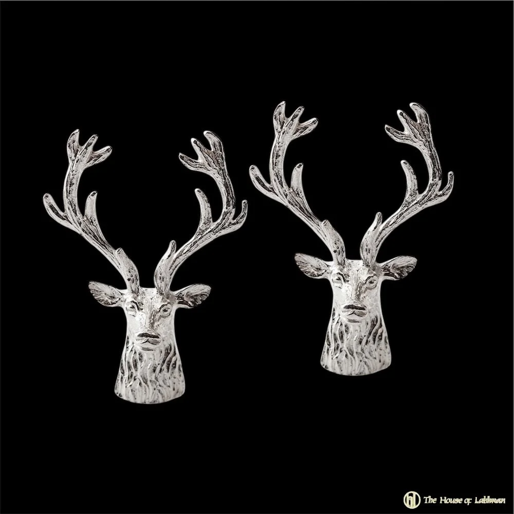 Sterling silver Edinburgh stags head cufflinks