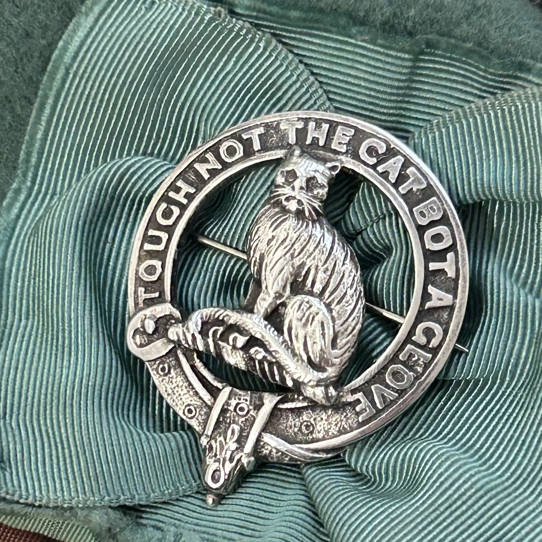Vintage 1950 Macpherson Clan Crest Sterling Silver Bonnet Badge
