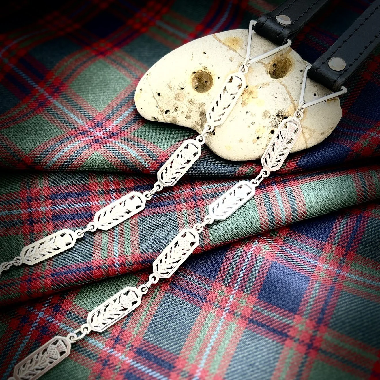 Thistle silver sporran chain