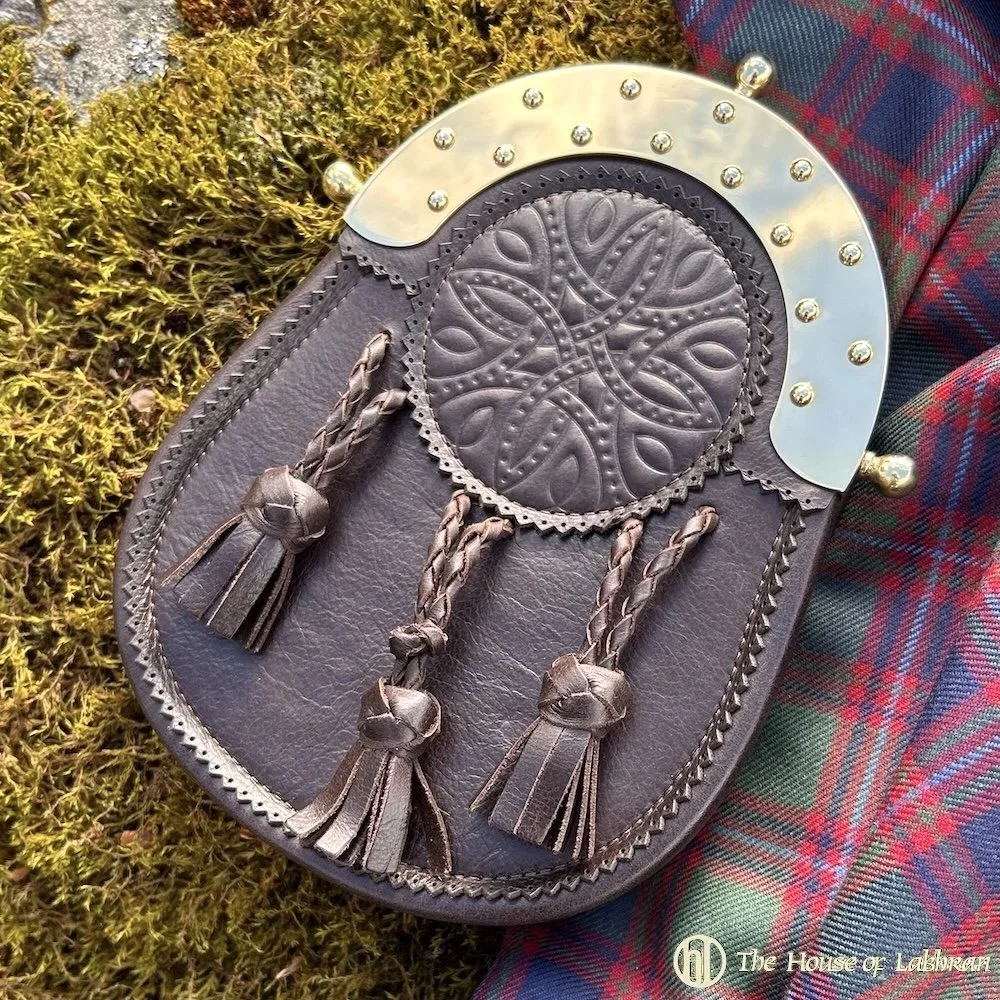 Edwardian Style Studded Brass Cantle &amp; Targe Sporran