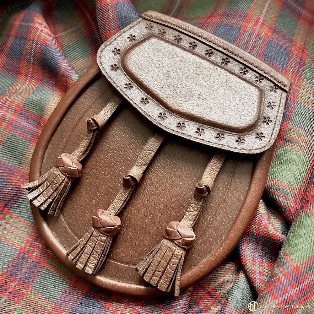 Vintage Edinburgh W Scott Brown Leather Sporran. .jpeg