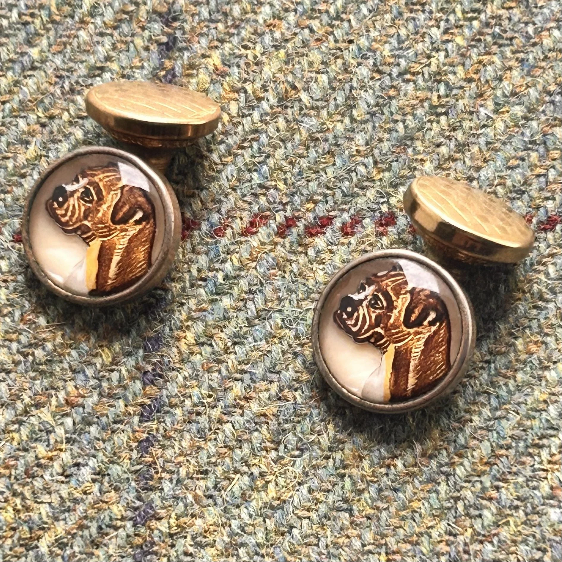 tweed Vintage 1930s Bulldog - Boxer Essex Crystal Cufflinks.jpeg