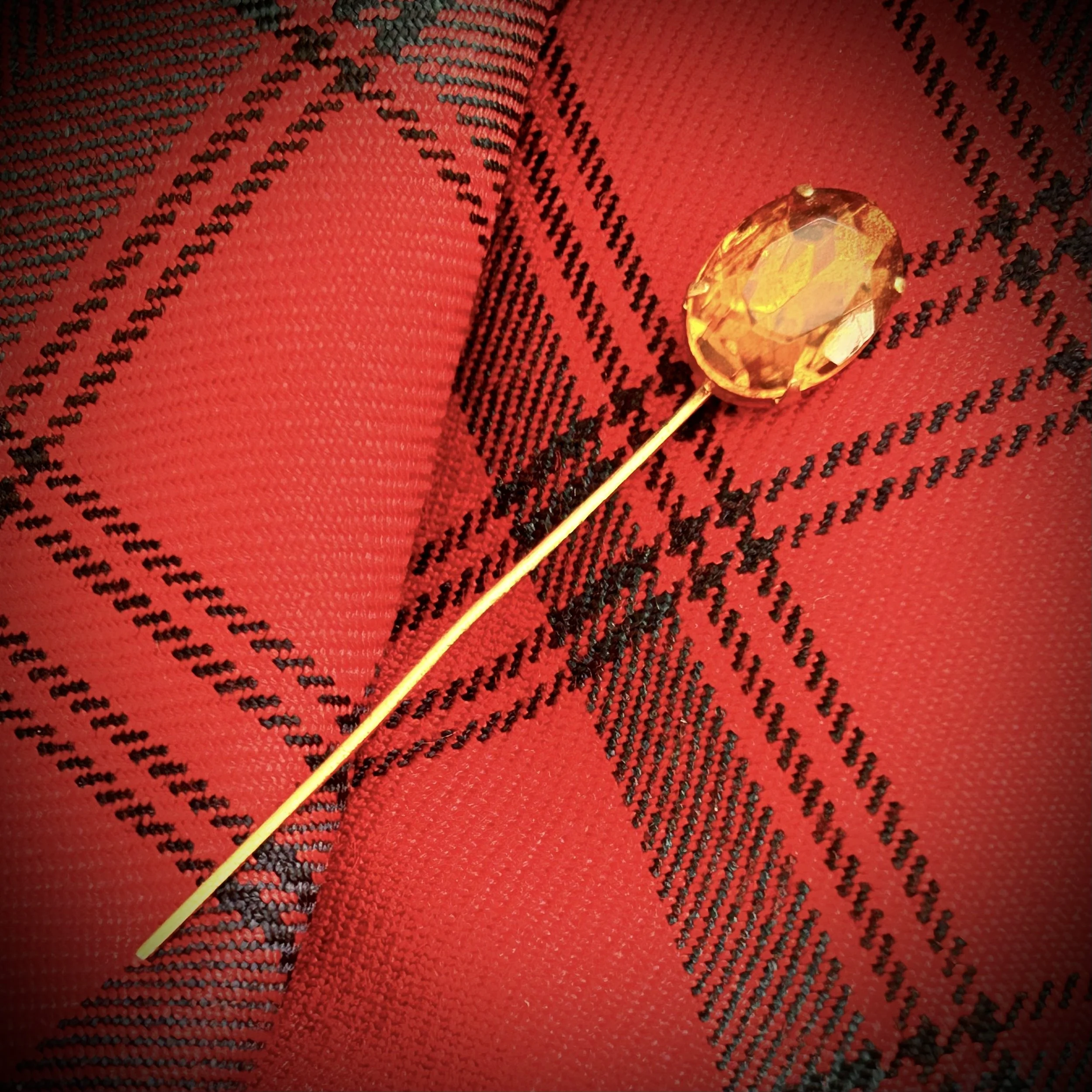 tartan Antique 1920's Scottish Cairngorm Style Tie - Lapel Pin.jpeg