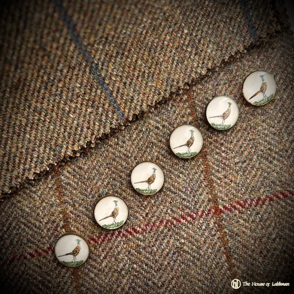 tweed Antique Essex Crystal Gentleman's Pheasant Waistcoat Buttons .jpeg