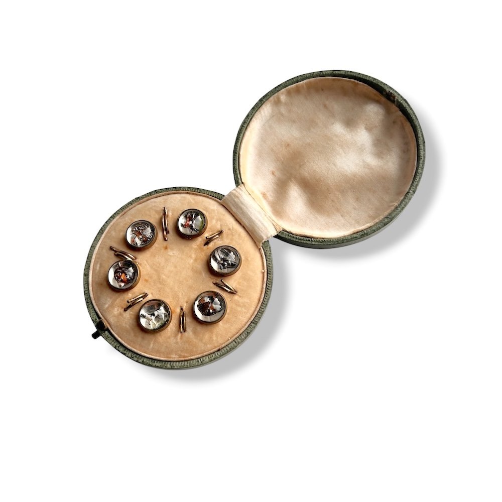 Antique Essex Crystal Gentleman's Sporting Waistcoat Buttons - Set of six.jpg