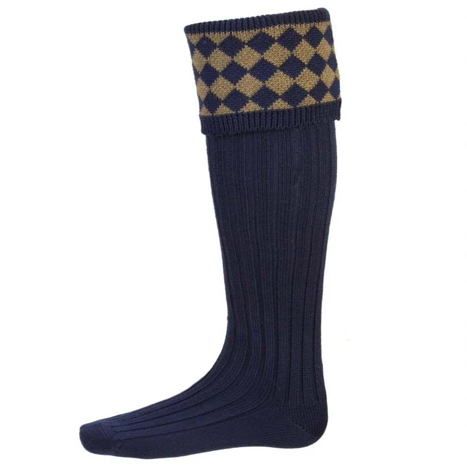 Navy Scottish Chessboard Country Shooting Socks.jpg