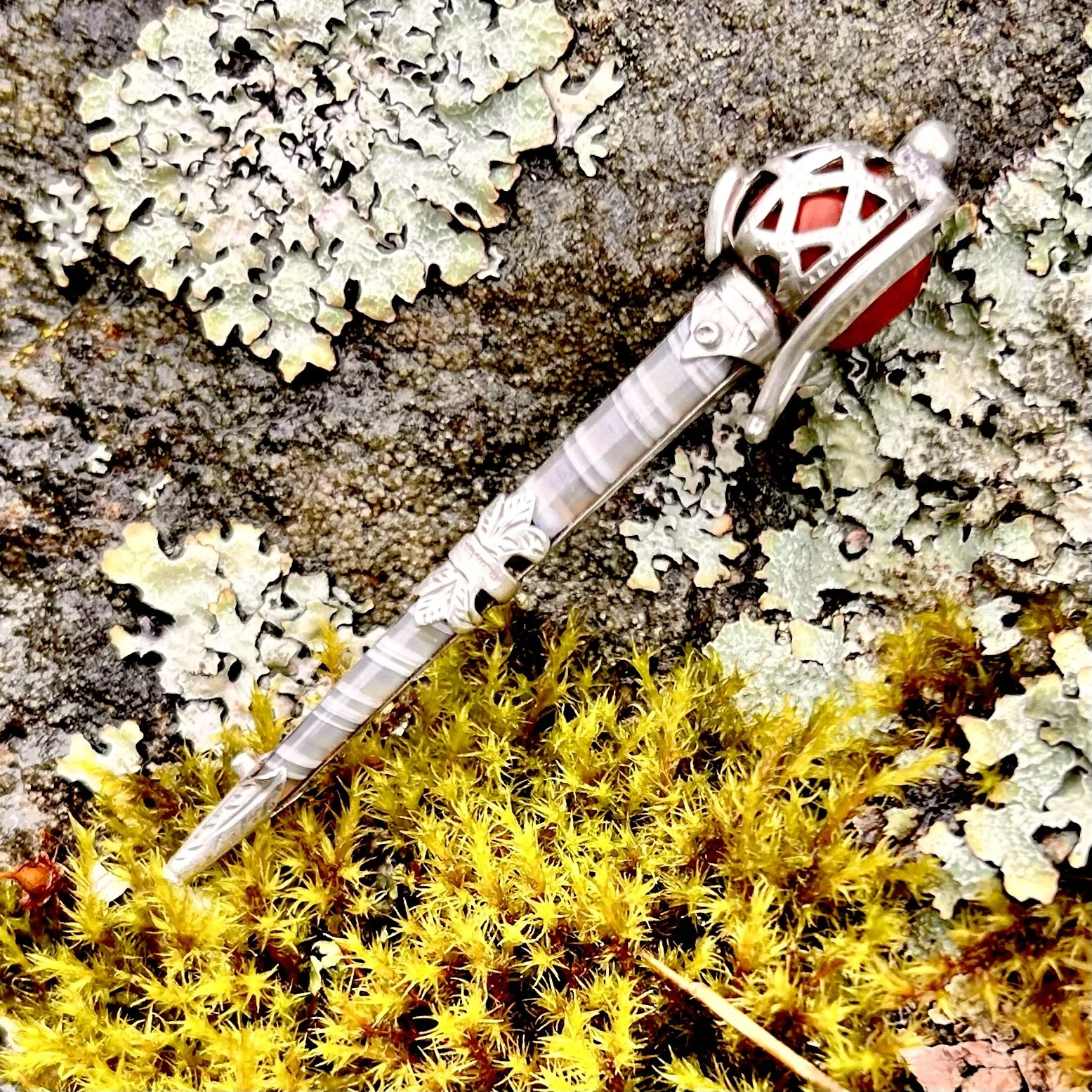 Antique Scottish Agate Sterling Silver Dirk Lapel Pin - Brooch.jpeg