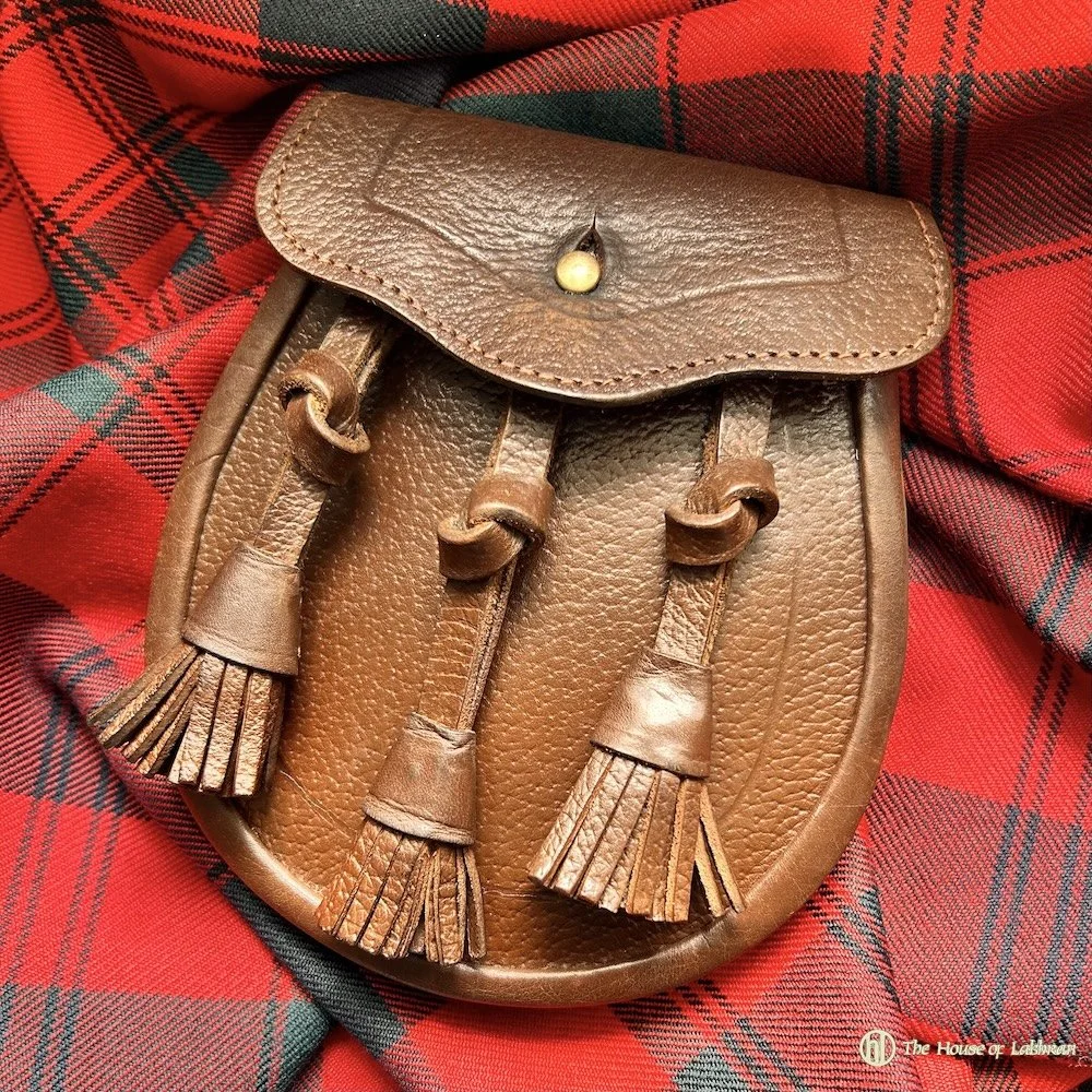 tartan Vintage Youth- Child 1960's Edinburgh Brown Leather Sporran.jpeg