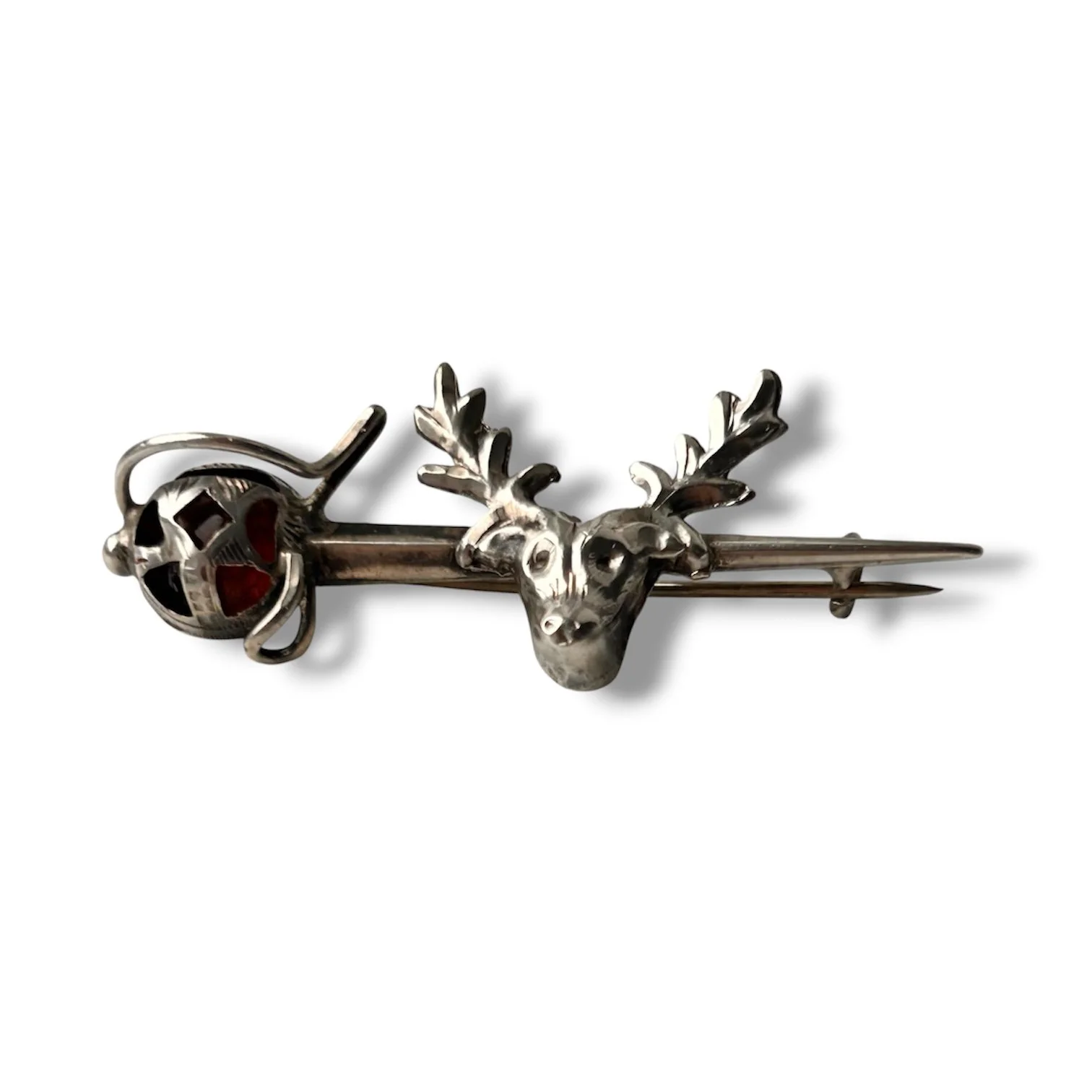 Scottish Antique Edwardian Sword & Stags Head Brooch.jpg