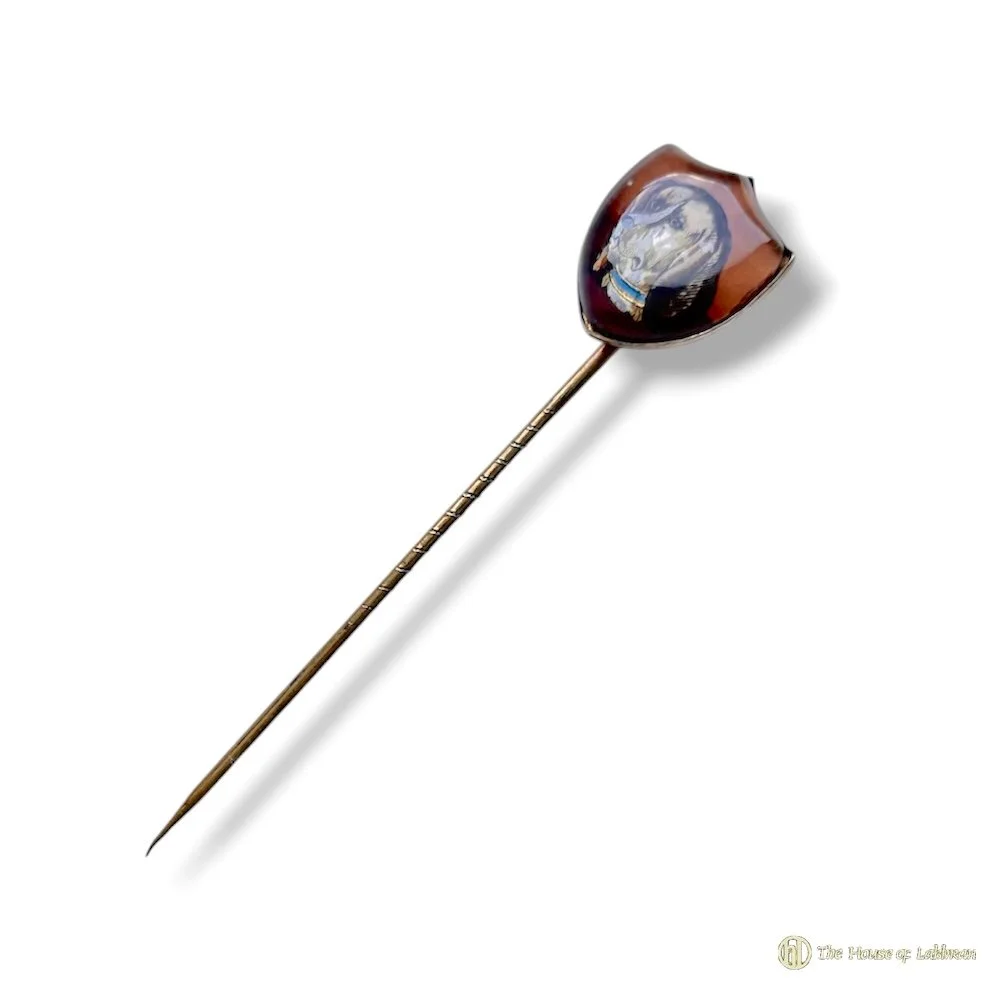 Antique Edwardian Dog Head Essex Crystal Tie Stick Pin - Lapel Pin
