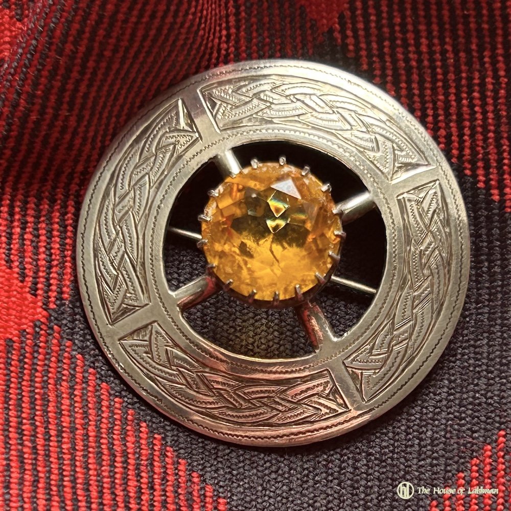 Vintage 1953 Scottish Style Silver & Citrine Stone Brooch.jpeg