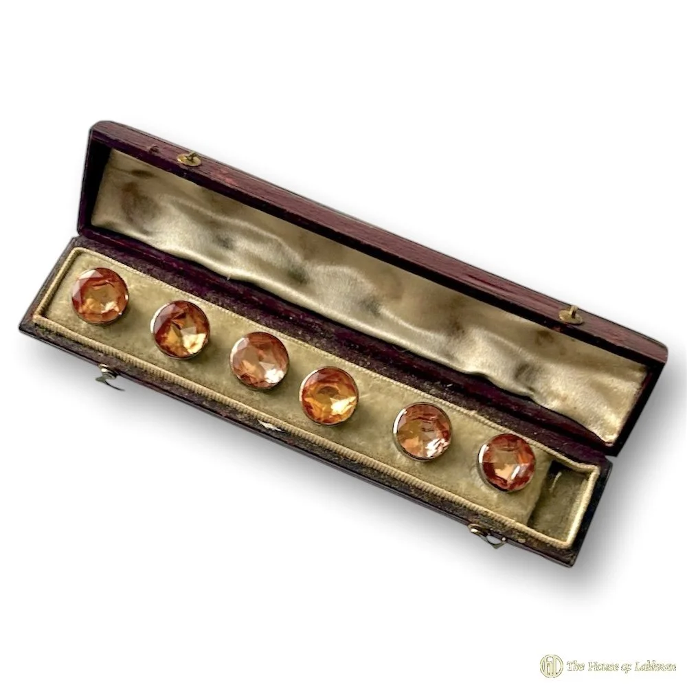 Antique Scottish Victorian Cairngorm Style Waistcoat Buttons.JPG