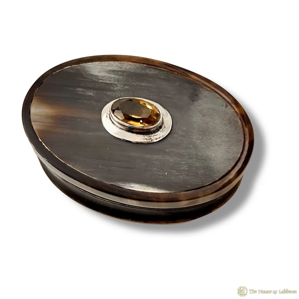 Antique Victorian Cairngorm - Citrine Set Horn Snuff Box.jpg