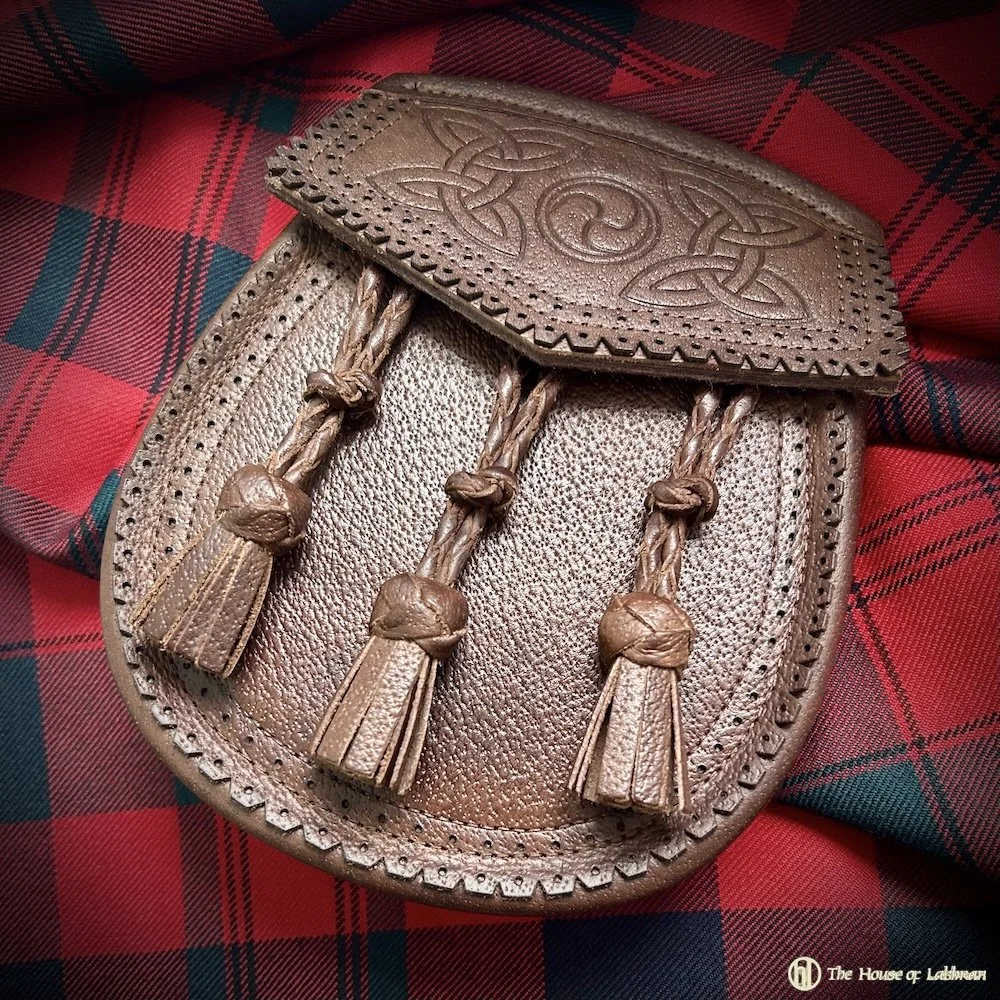tartan Scottish Hand Aged 1910 Pattern Brown Leather Sporran.jpeg